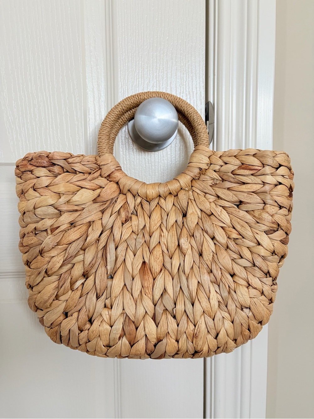 Gap Woven Straw Circle-Handle Tote Bag - Natural